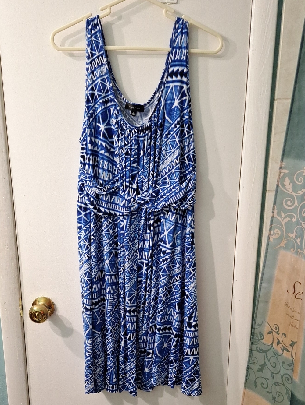 Sleeveless Blue Patterned Maxi Dress